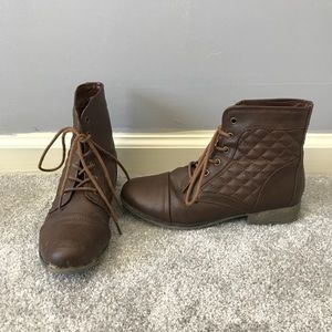 Brown lace up boots